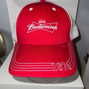 Budweiser 1876 Beer Hat Ball Cap Bud Red White Anheuser Busch‎ Brewery Snapback